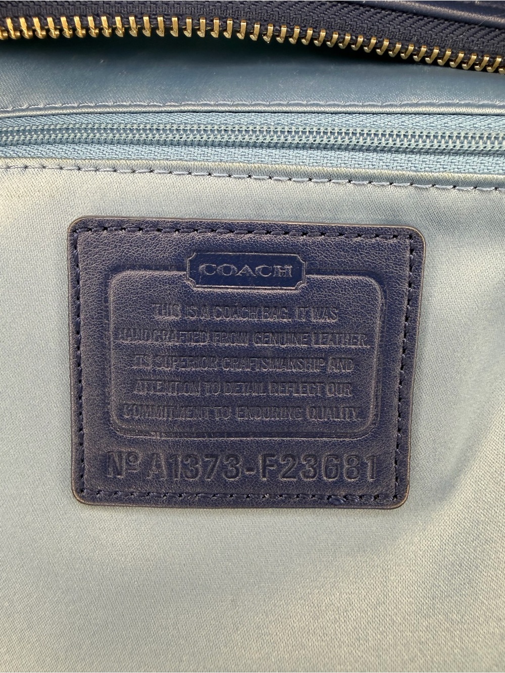 Coach Kristin Navy Cobalt Blue Leather Hobo Bag F23681 Push Lock Pockets - Picture 4 of 16